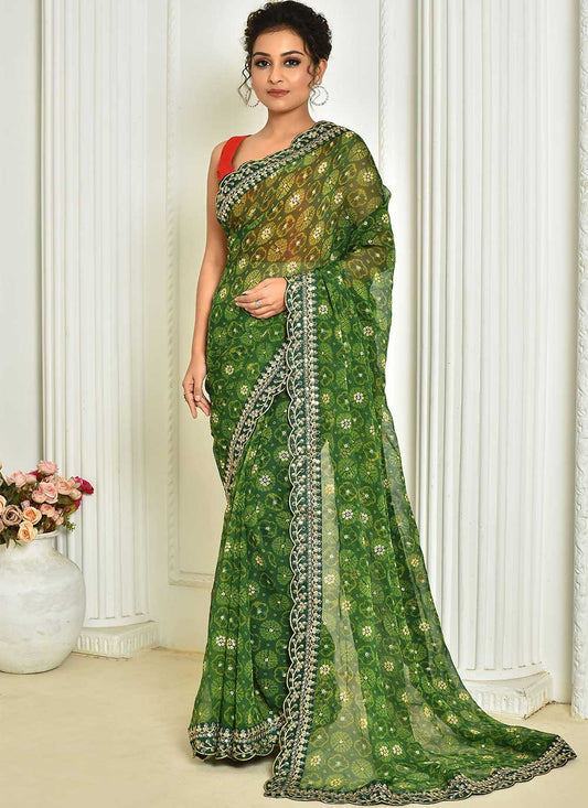 Classic Embroidered Georgette Saree - S2442