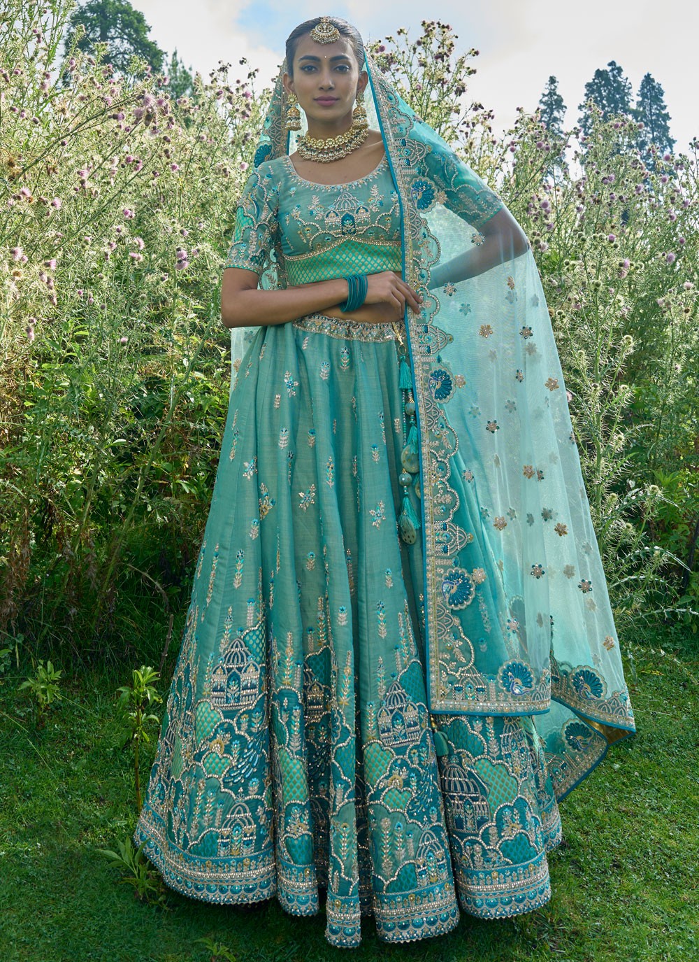 Embroidered Silk, Viscose A - Line Lehenga - L1321