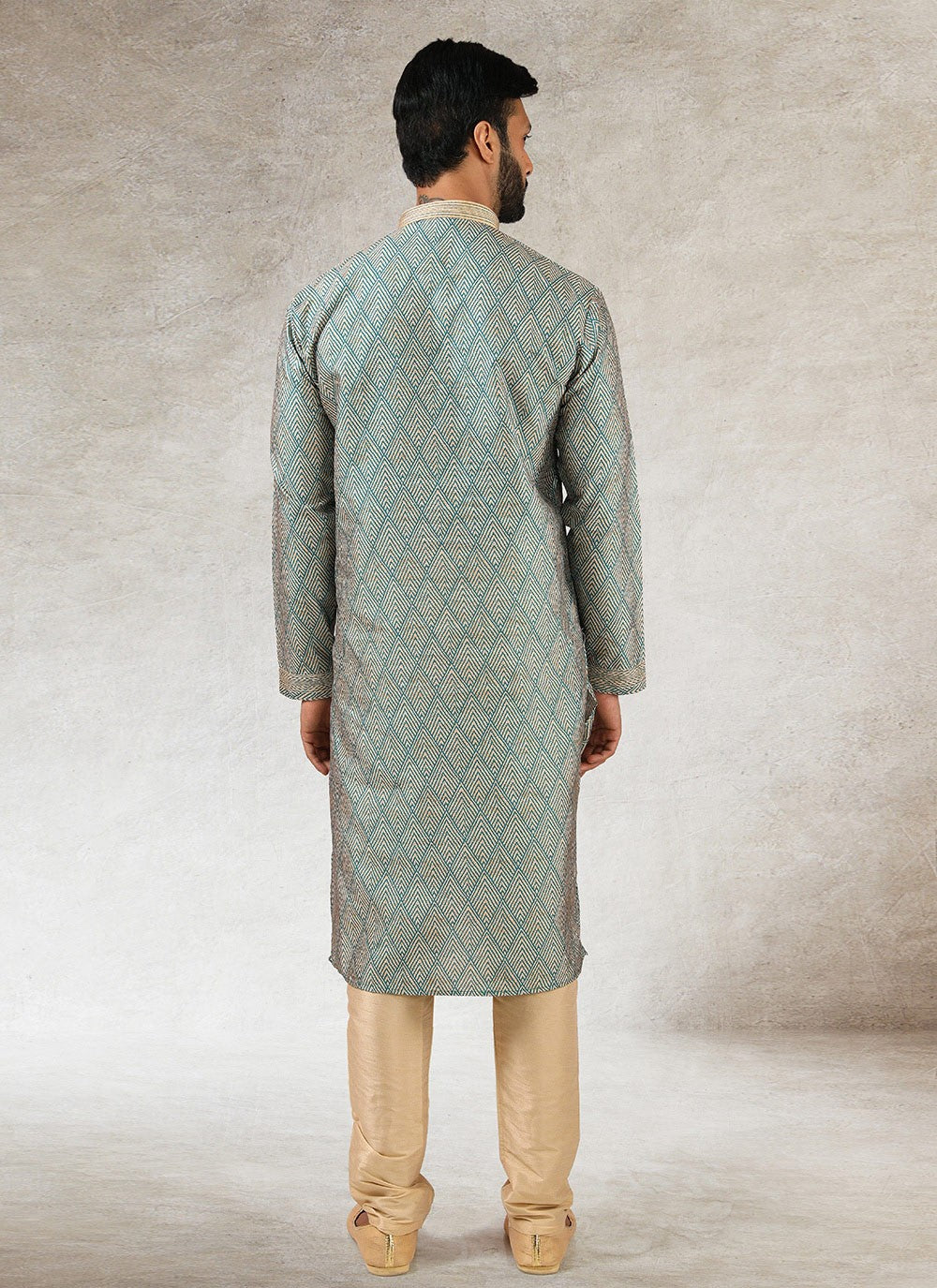 Printed Art Silk Green Kurta Pyjama - M2861