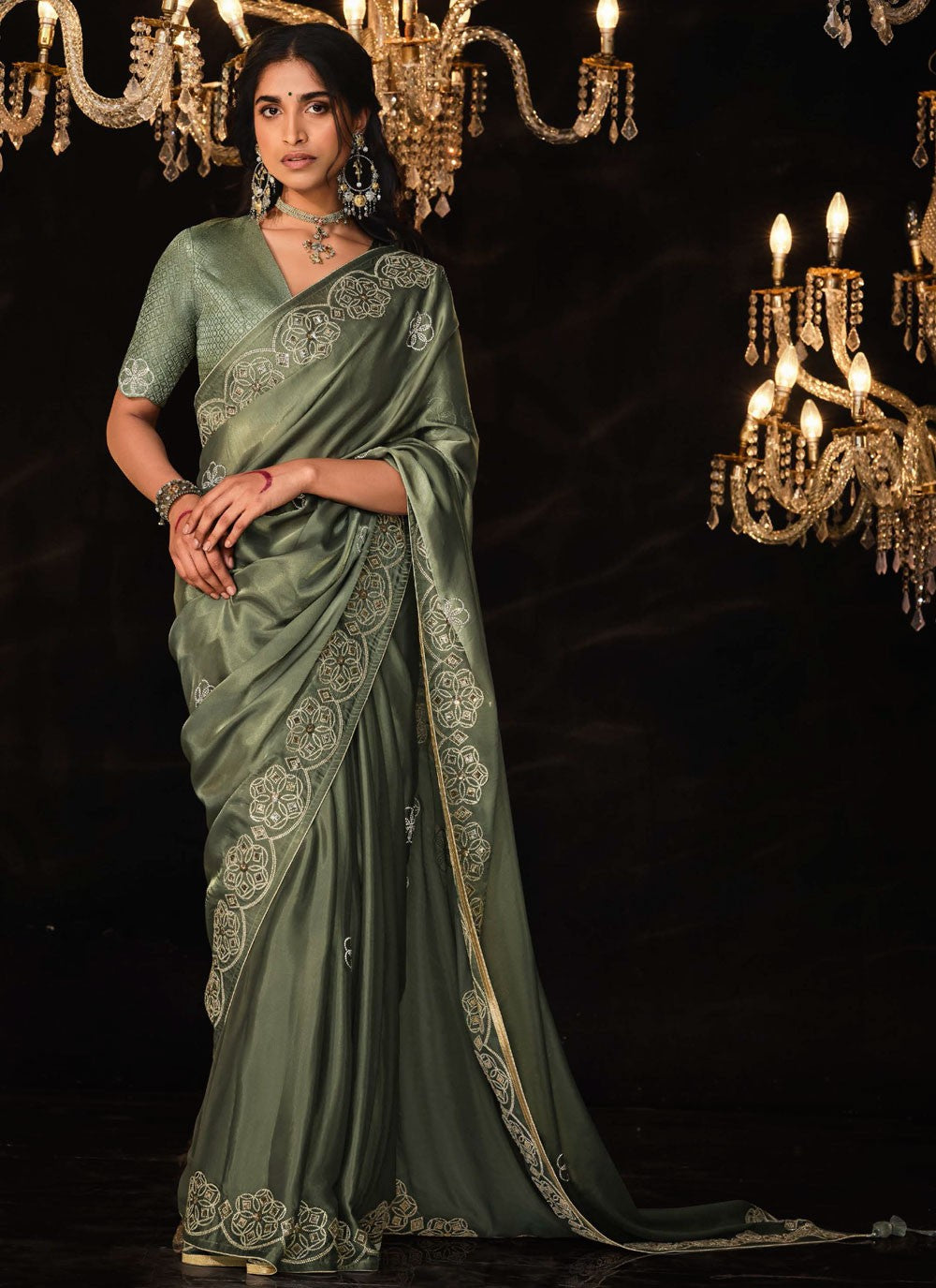 Trendy Border Work Fancy Fabric Saree - S5867