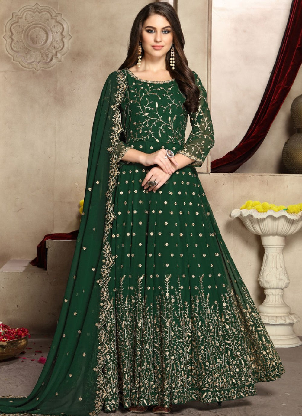 Faux Georgette Anarkali - T027