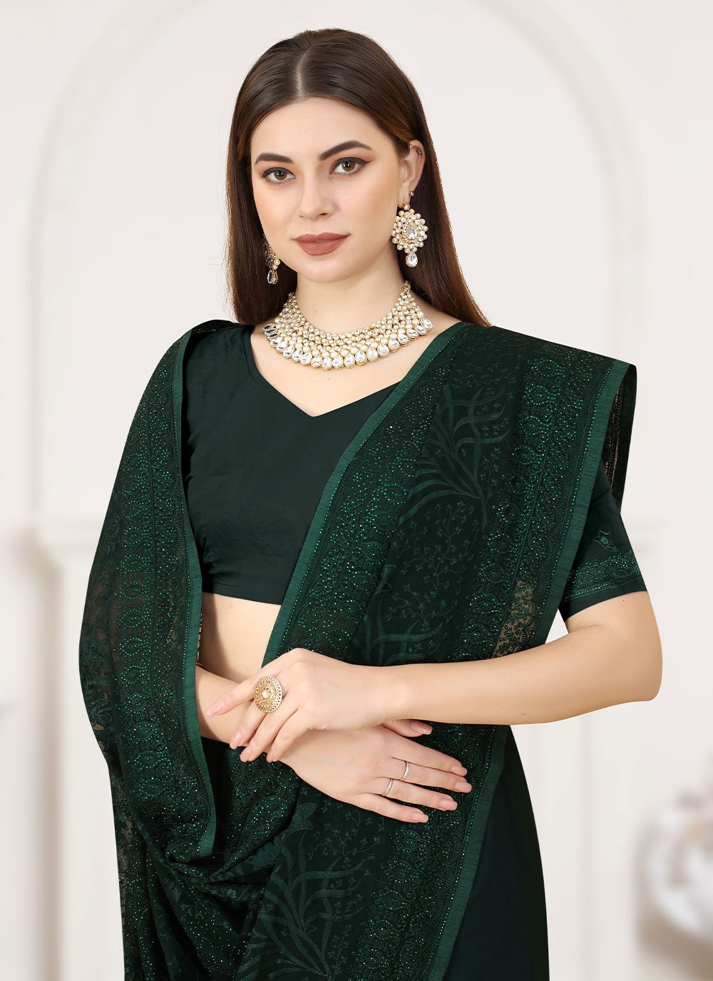 Classic Embroidered Georgette Saree - S2499