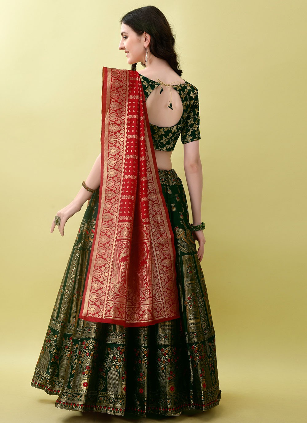 Jacquard Work Jacquard Silk A - Line Lehenga - L2168