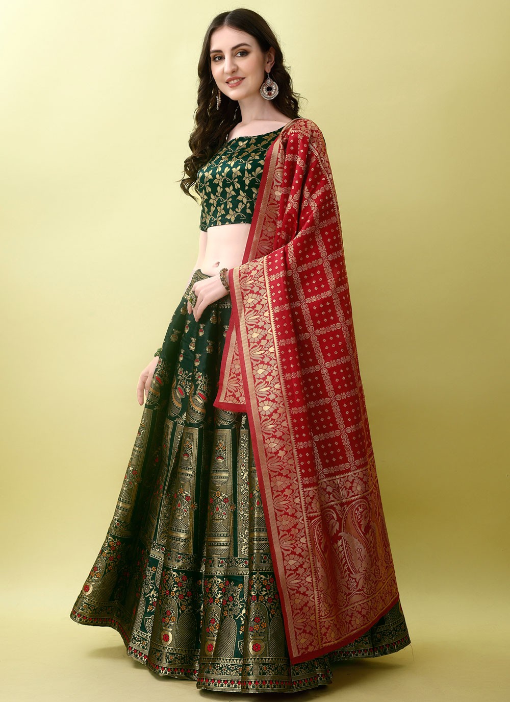 Jacquard Work Jacquard Silk A - Line Lehenga - L2168