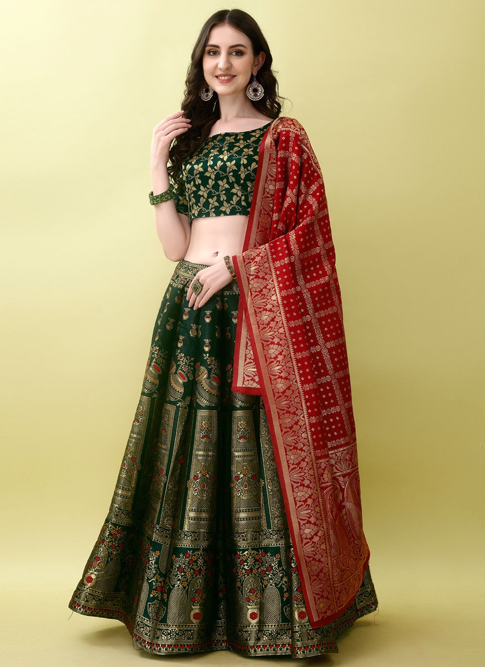 Jacquard Work Jacquard Silk A - Line Lehenga - L2168