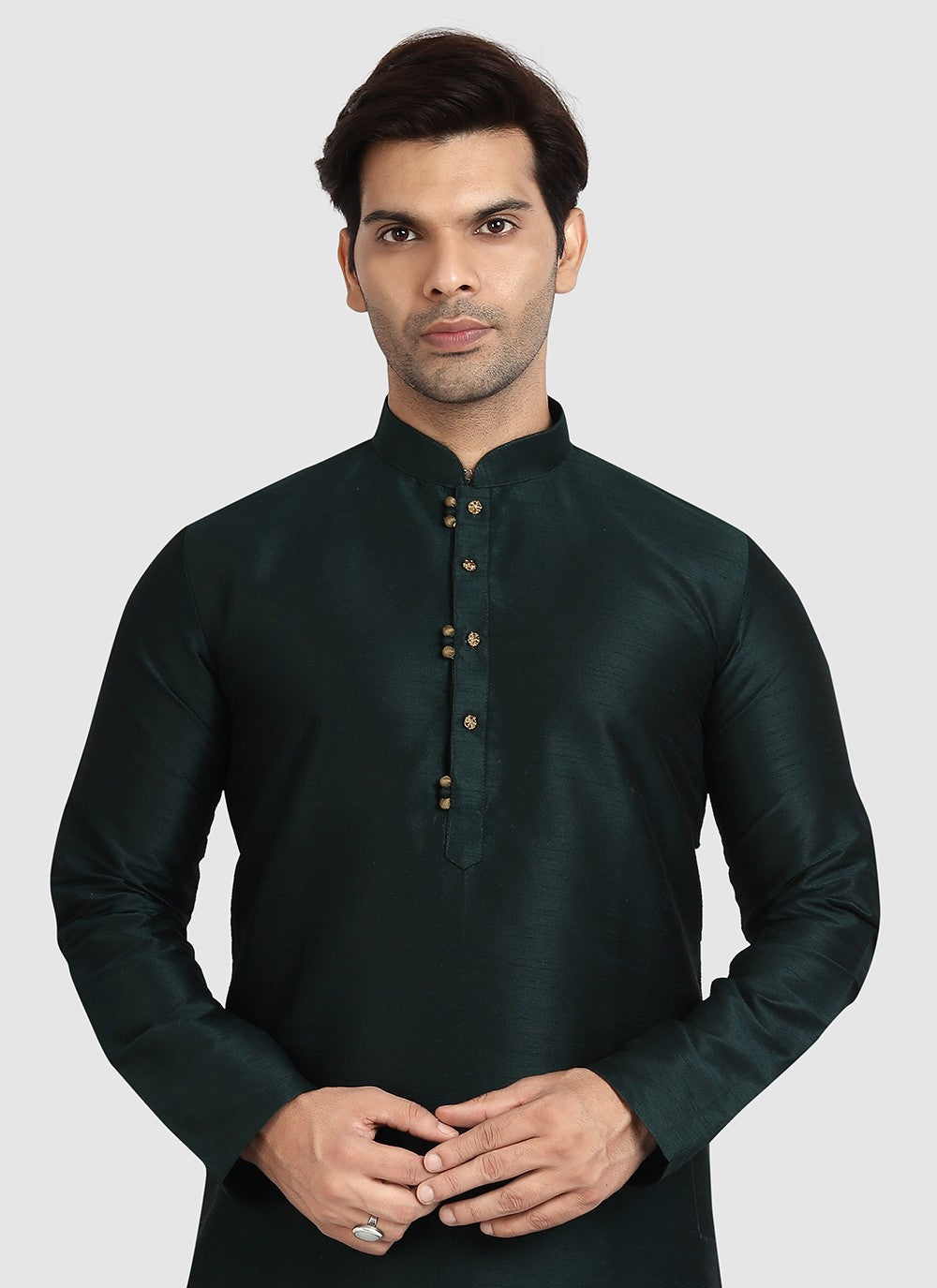 Plain Art Silk Green Kurta Pyjama - M3408