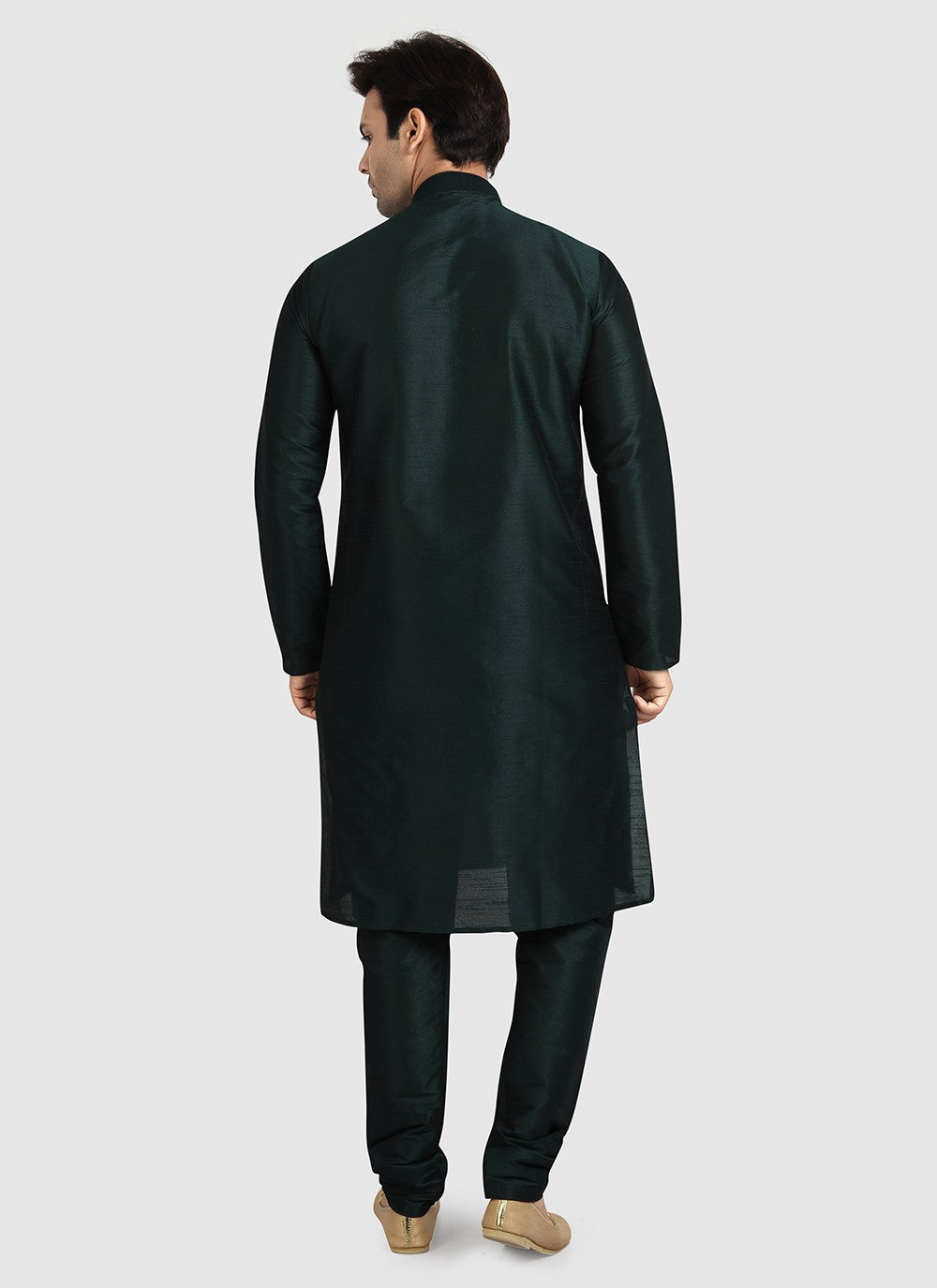 Plain Art Silk Green Kurta Pyjama - M3408