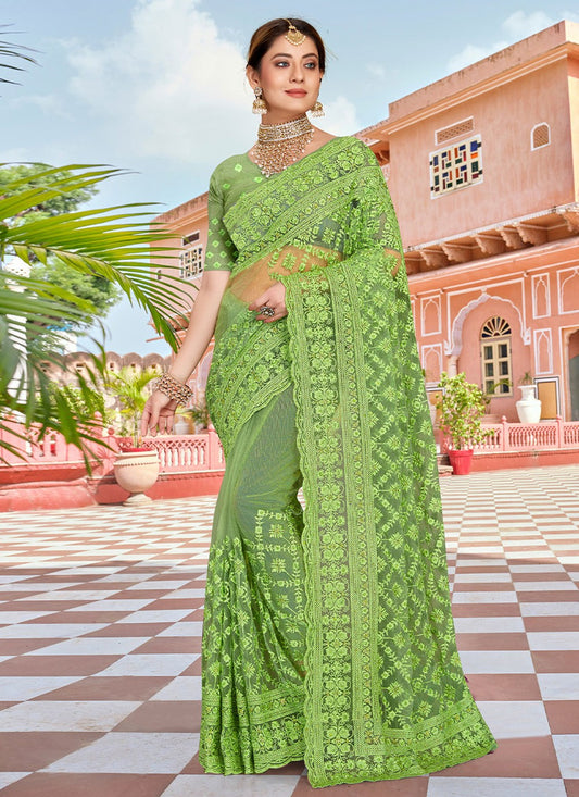 Trendy Embroidered Net Saree - S1760