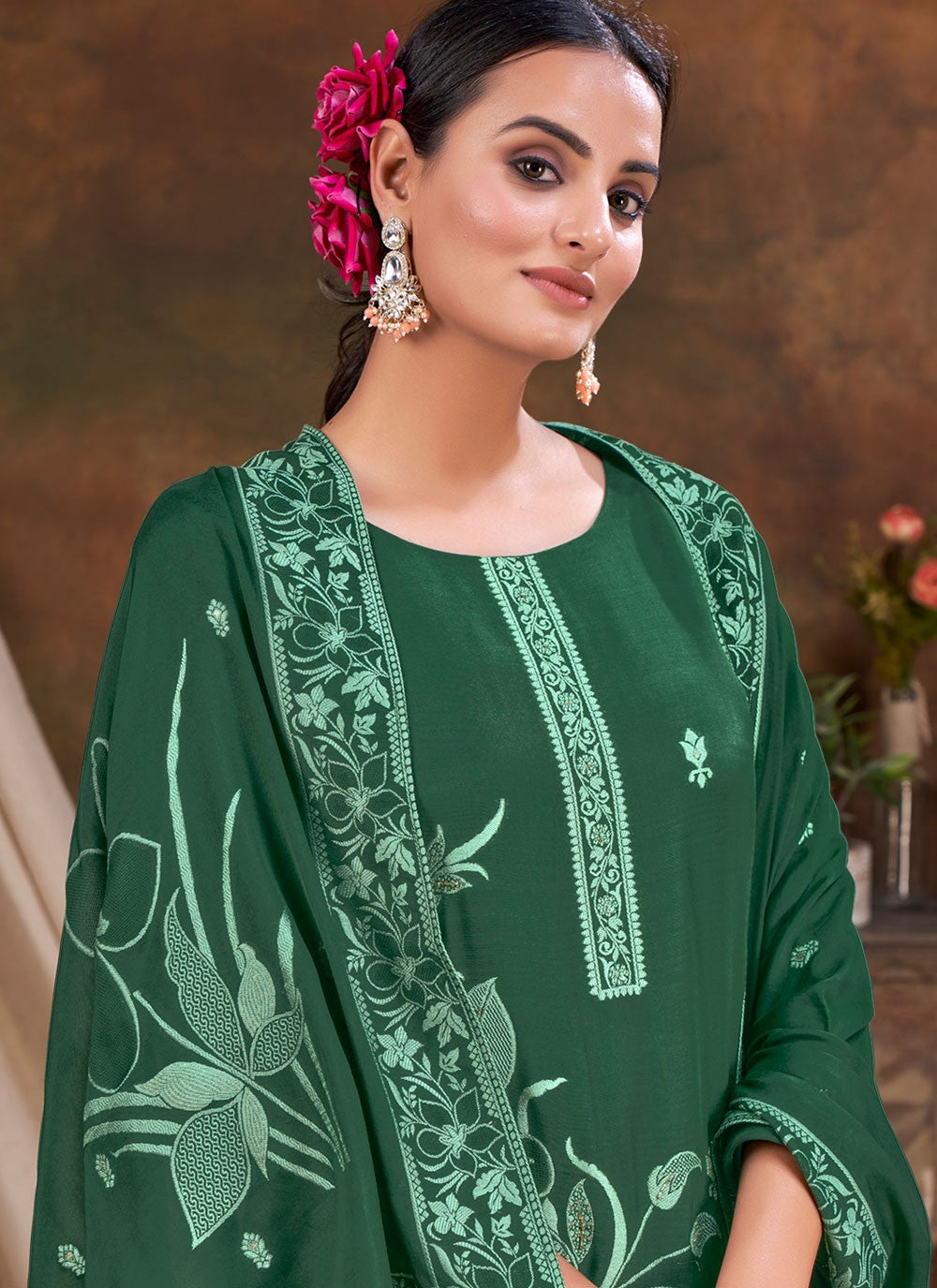 Jacquard, Viscose Salwar Suit - T2229