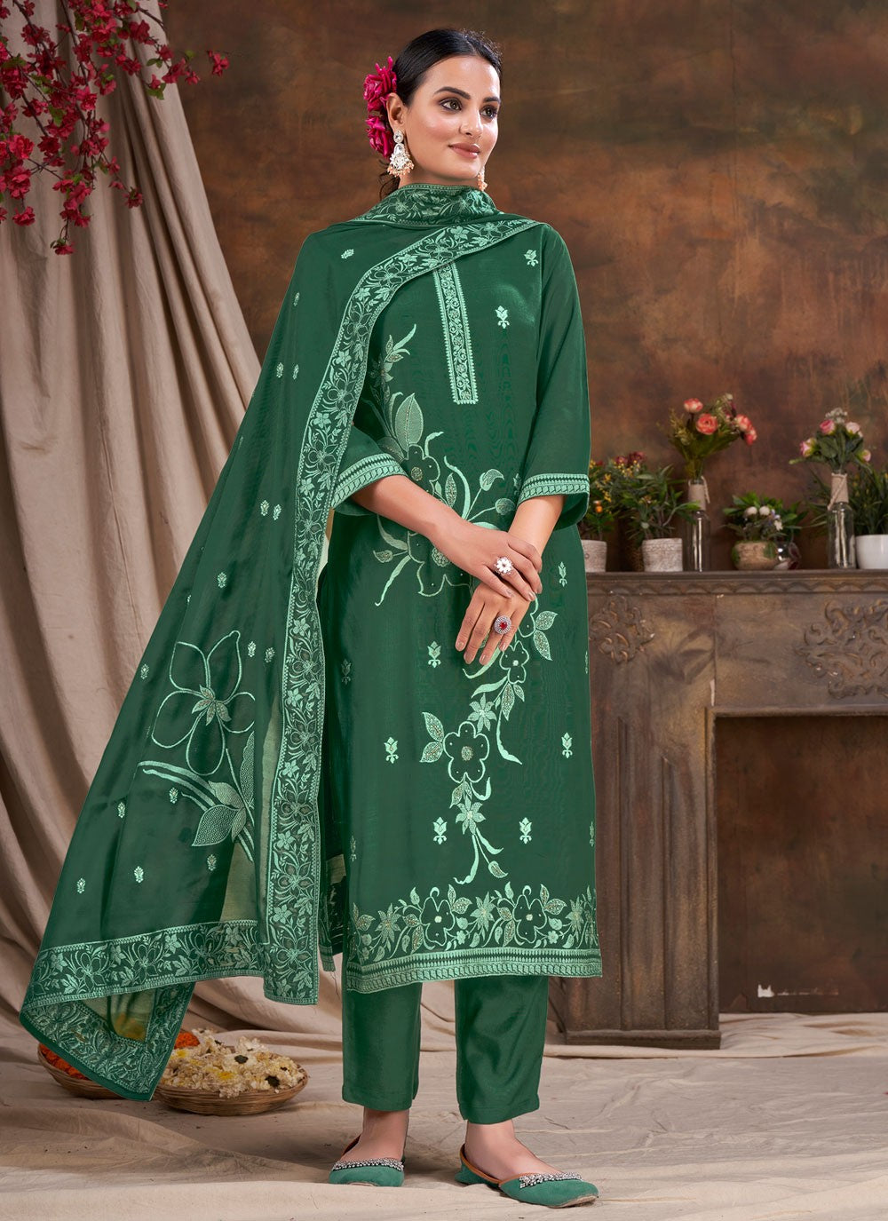 Jacquard, Viscose Salwar Suit - T2229