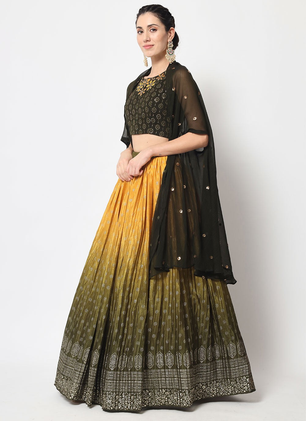 Embroidered Chinon, Silk A - Line Lehenga - L0724