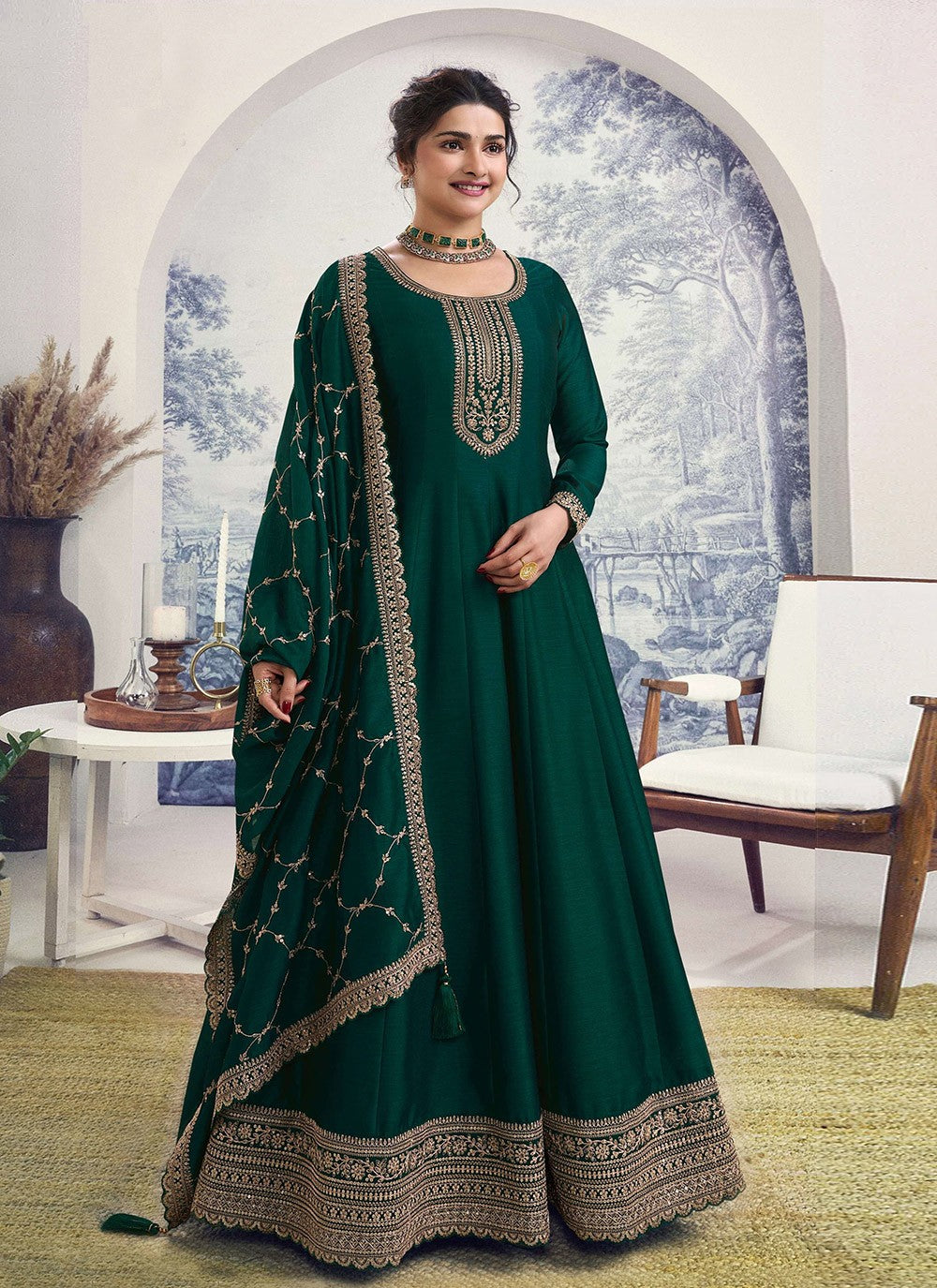 Georgette, Silk Anarkali - T2592