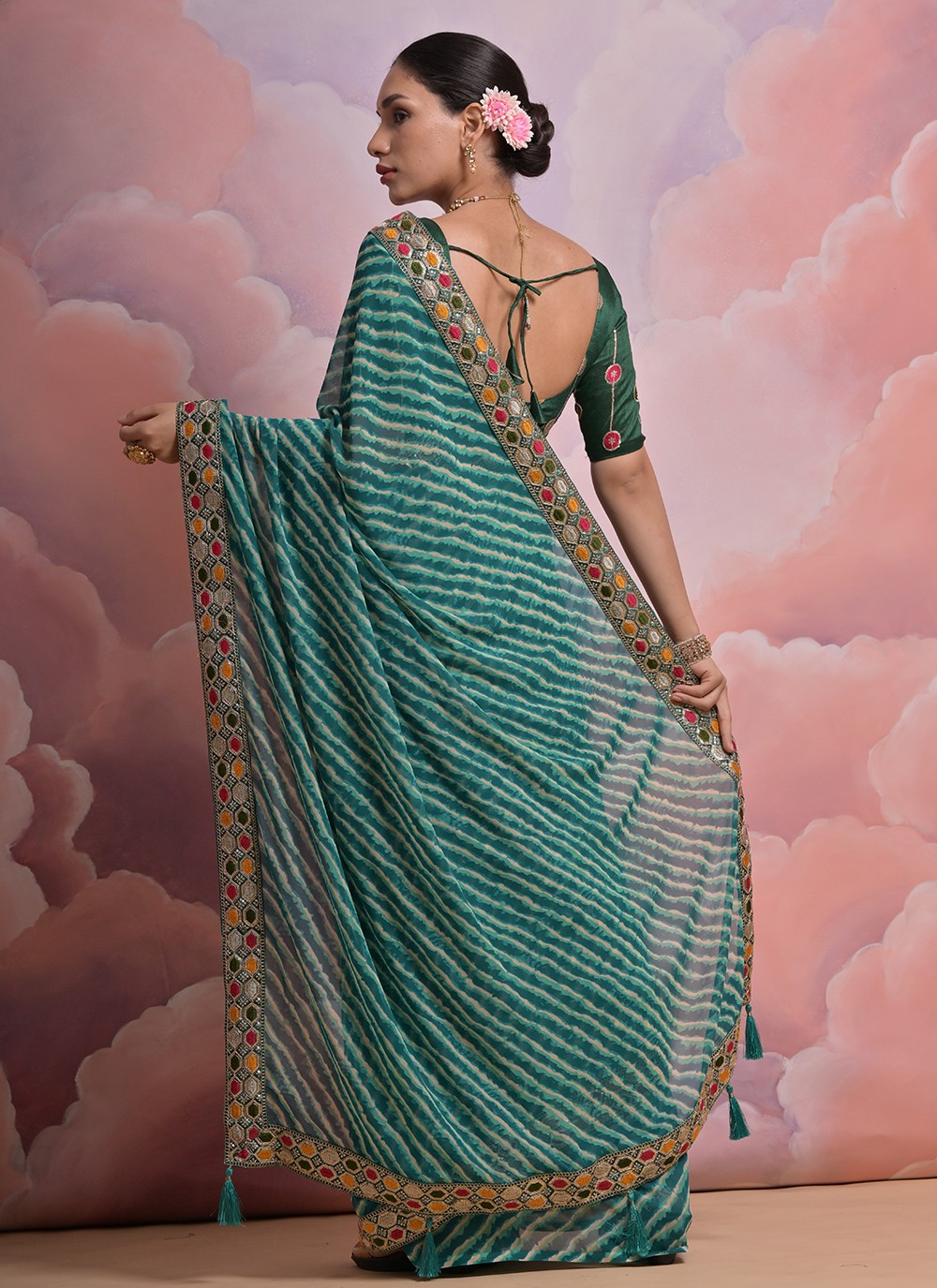 Contemporary Border Work Georgette Saree - S5234