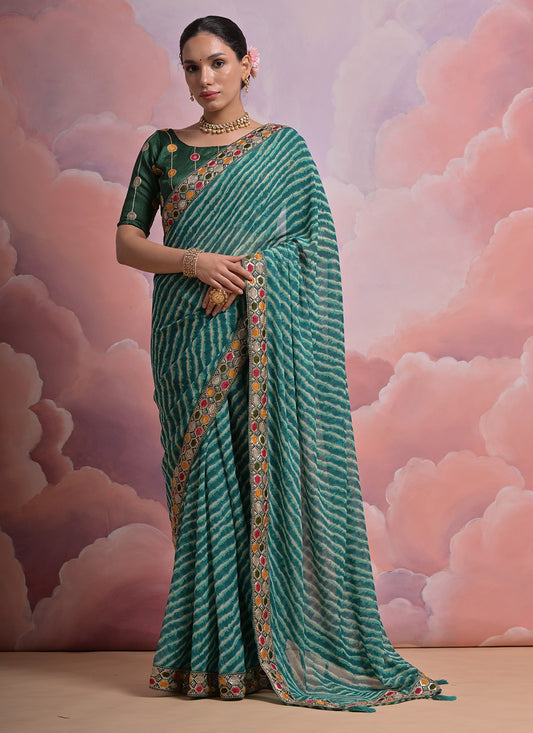 Contemporary Border Work Georgette Saree - S5234