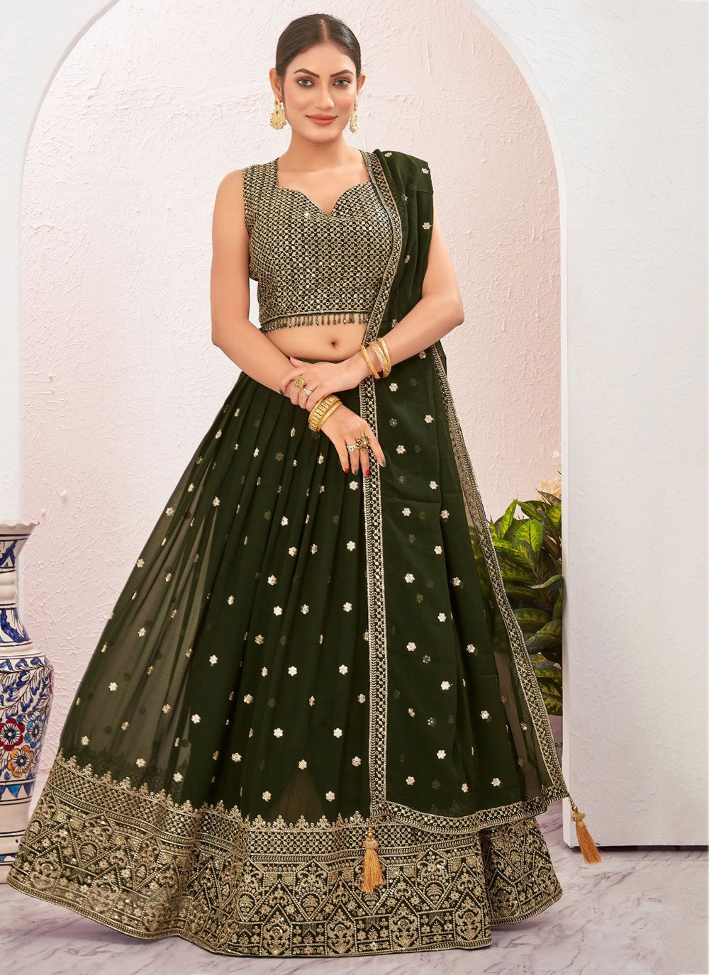 Embroidered Georgette Lehenga - L3166