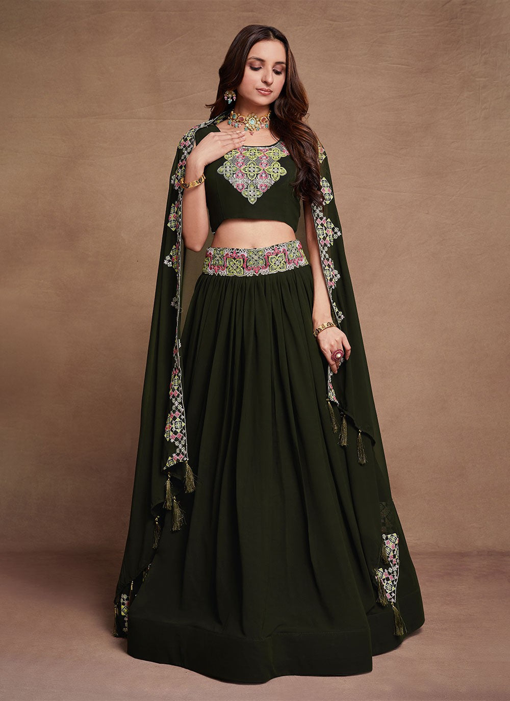 Embroidered Georgette A - Line Lehenga - L1442