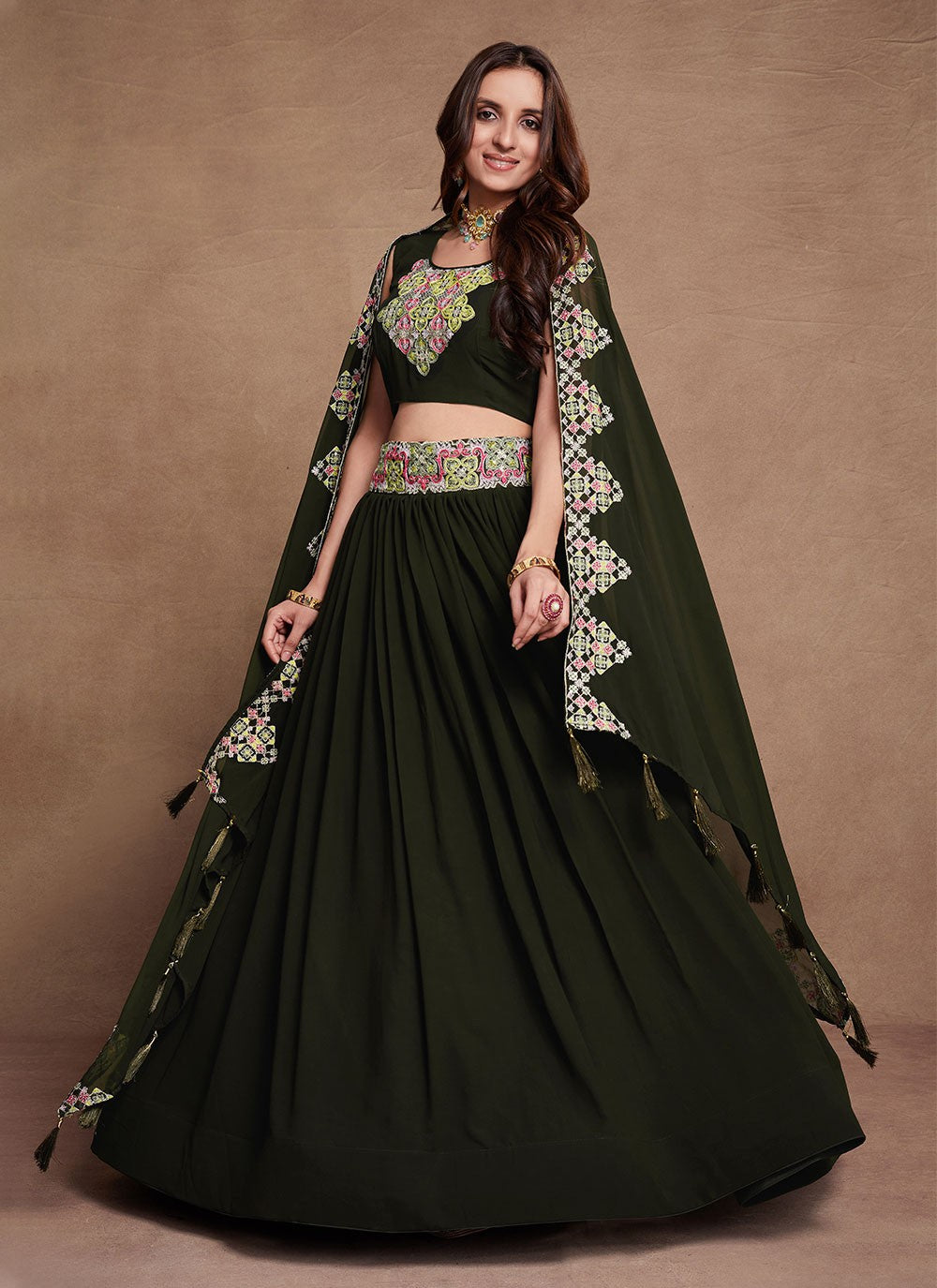 Embroidered Georgette A - Line Lehenga - L1442