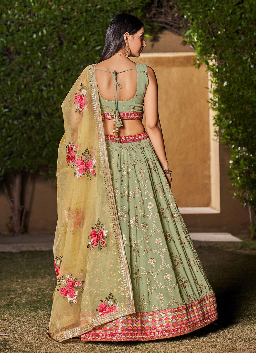 Embroidered Georgette A - Line Lehenga - L1528