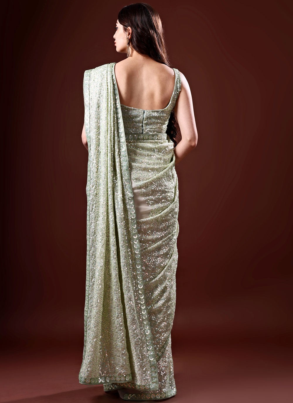 Classic Sequins Georgette Saree - S8734