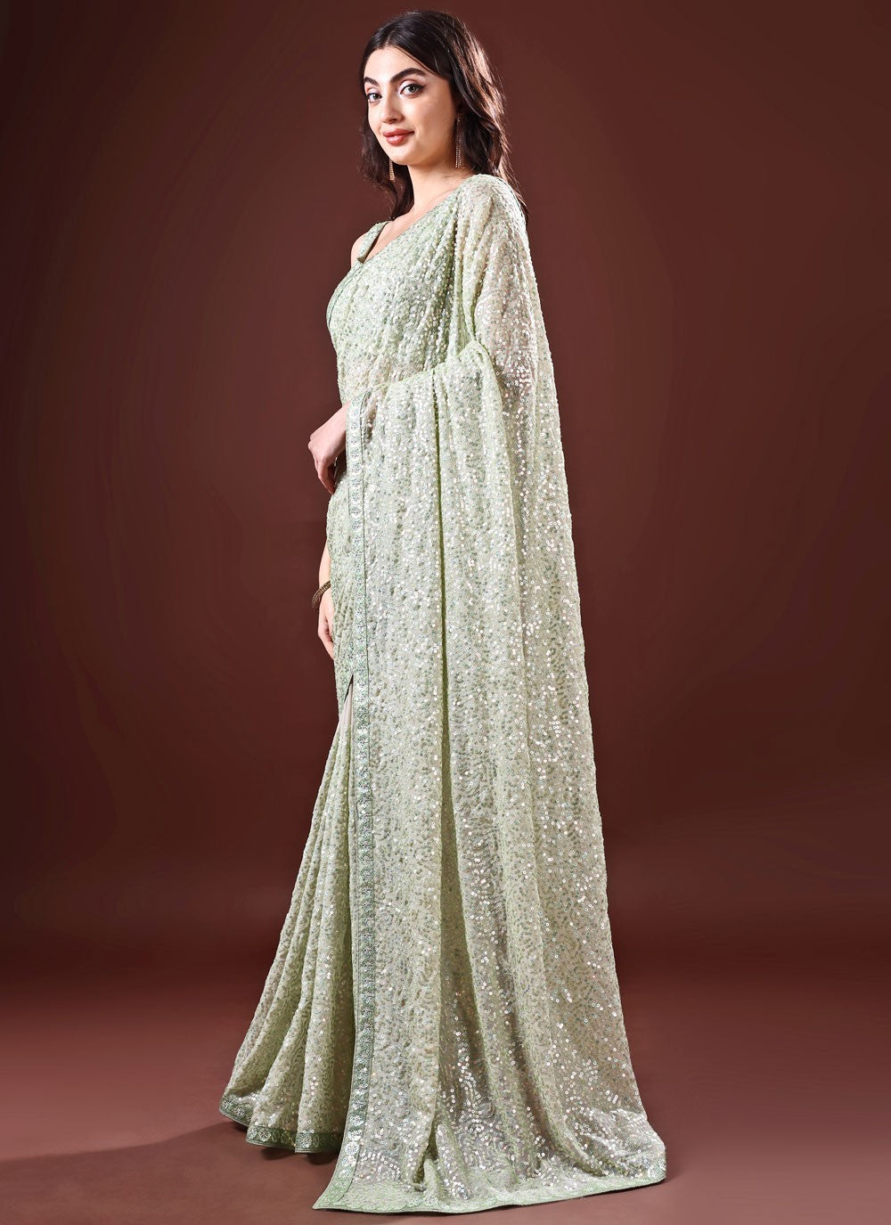 Classic Sequins Georgette Saree - S8734