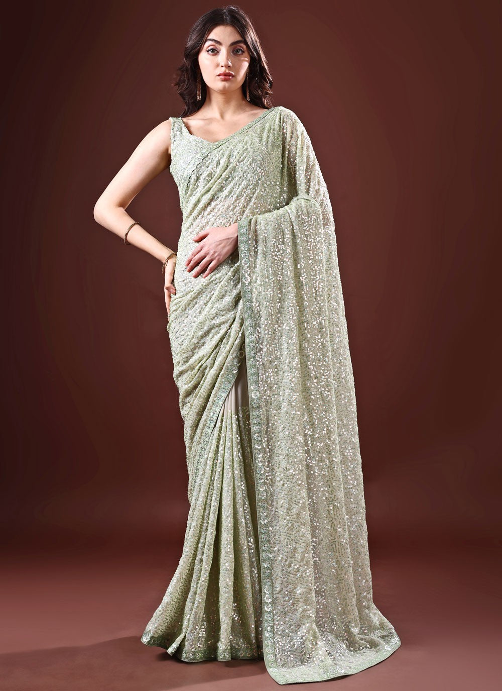 Classic Sequins Georgette Saree - S8734