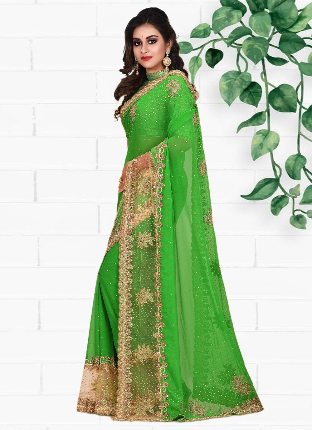 Classic Hand Embroidery Georgette Saree - S1972