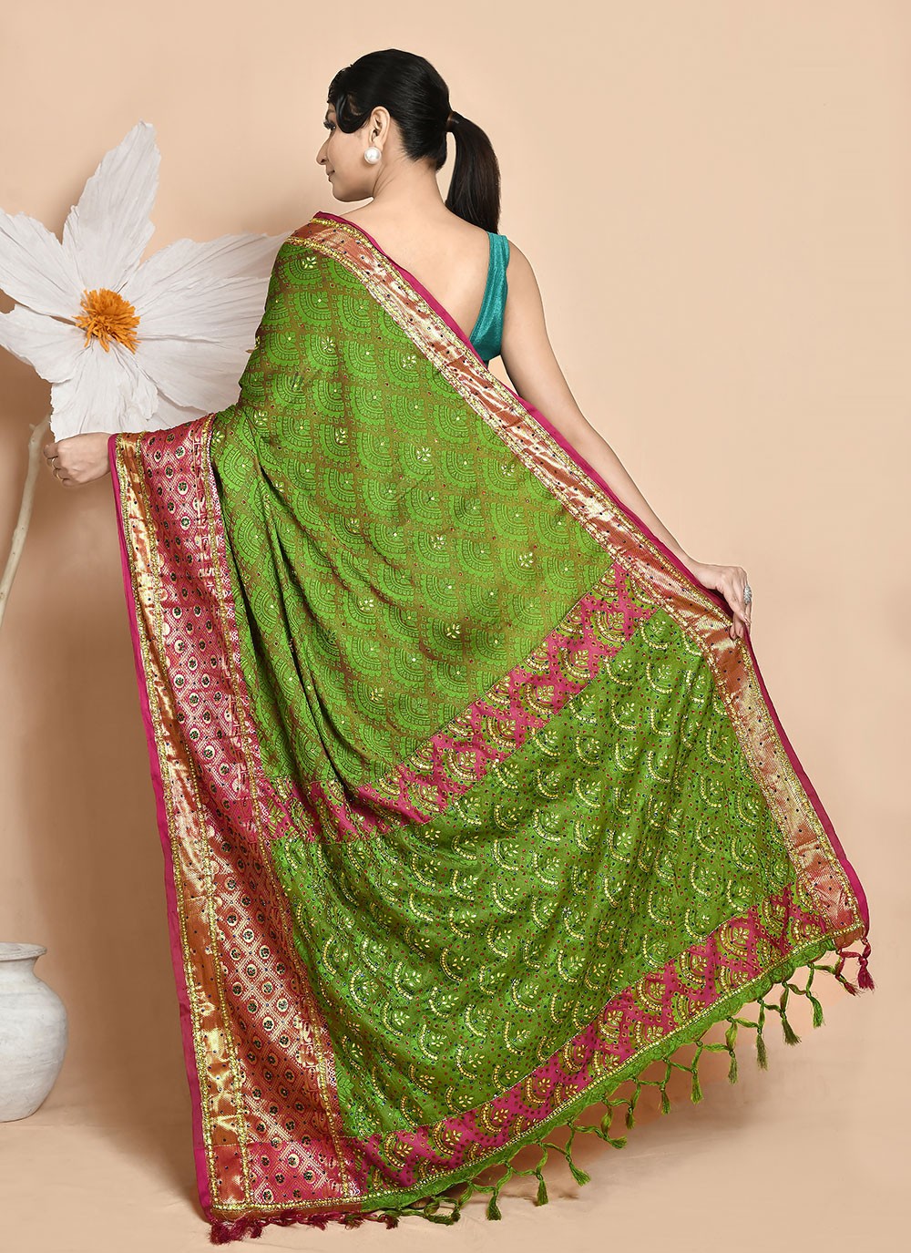 Traditional Hand Embroidery Georgette Saree - S9257