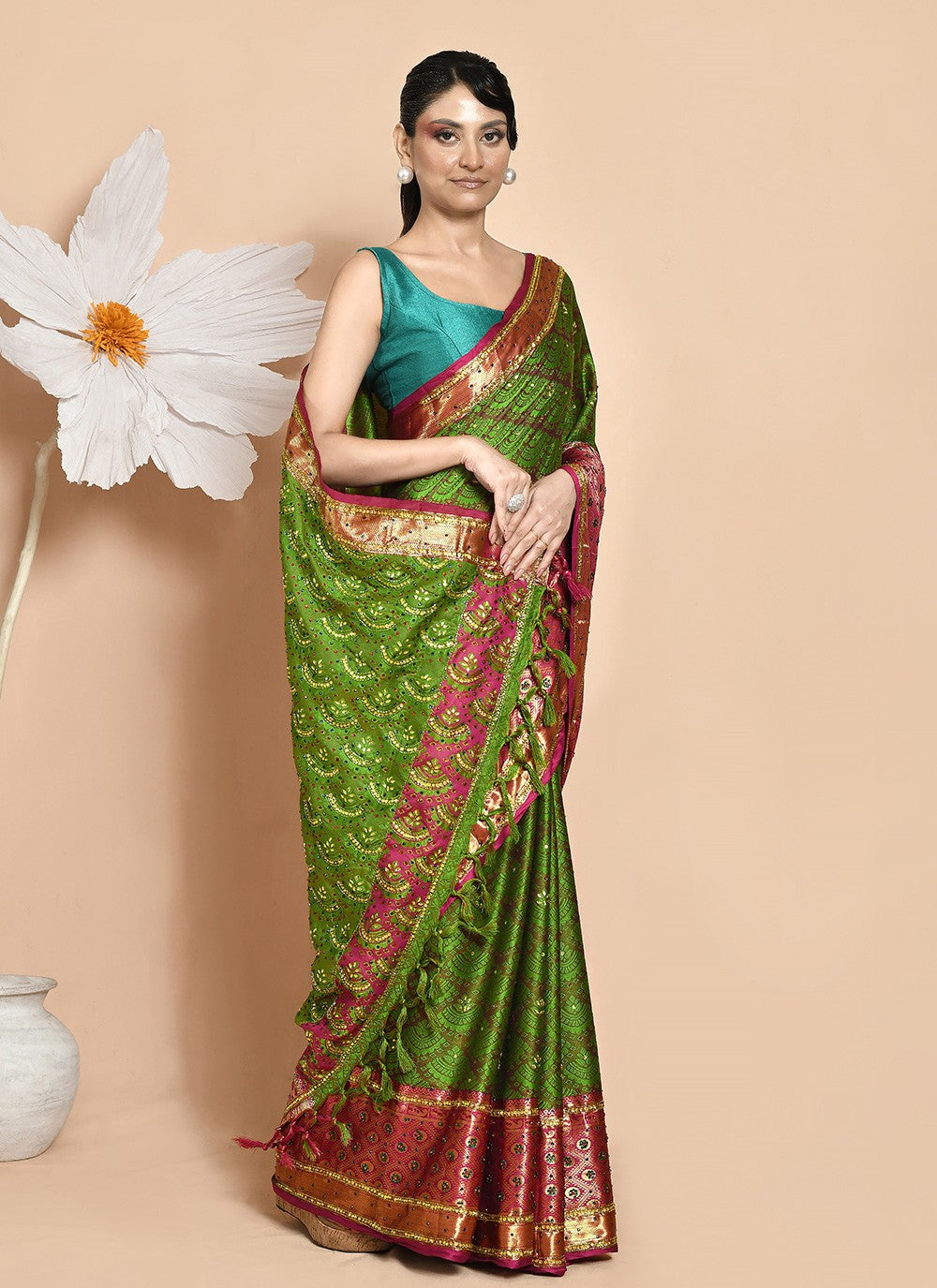 Traditional Hand Embroidery Georgette Saree - S9257