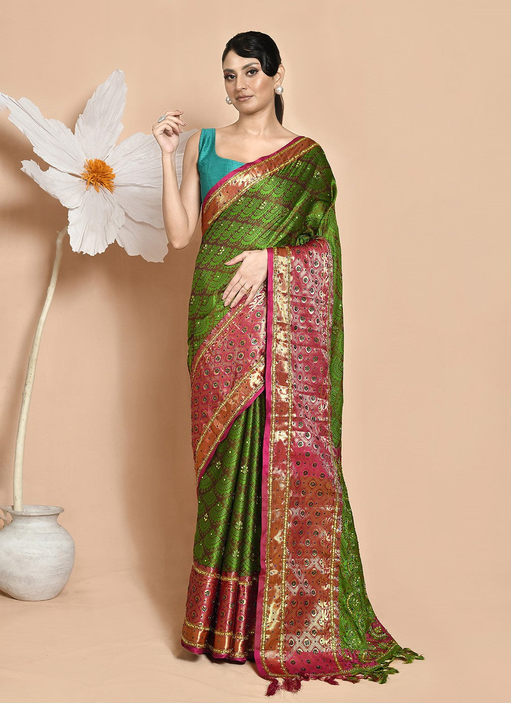 Traditional Hand Embroidery Georgette Saree - S9257