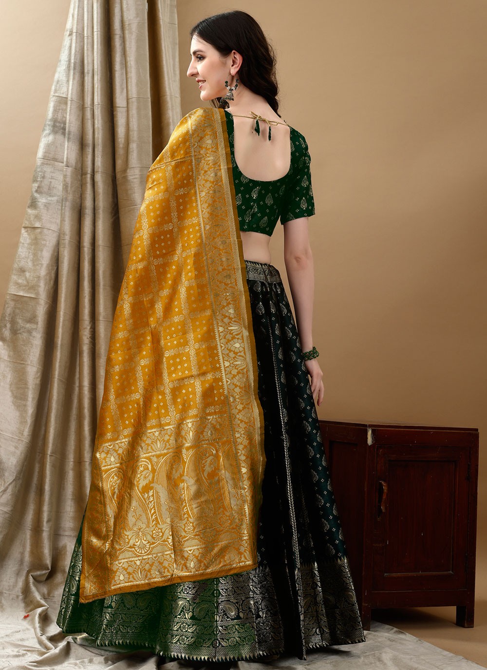 Jacquard Work Jacquard Silk A - Line Lehenga - L2180