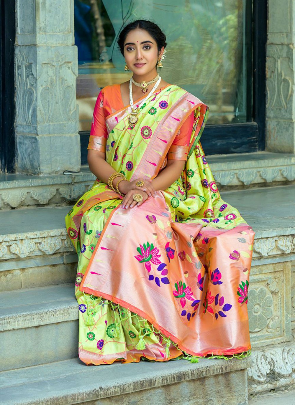 Classic Meenakari Kanjivaram Silk Saree - S4363