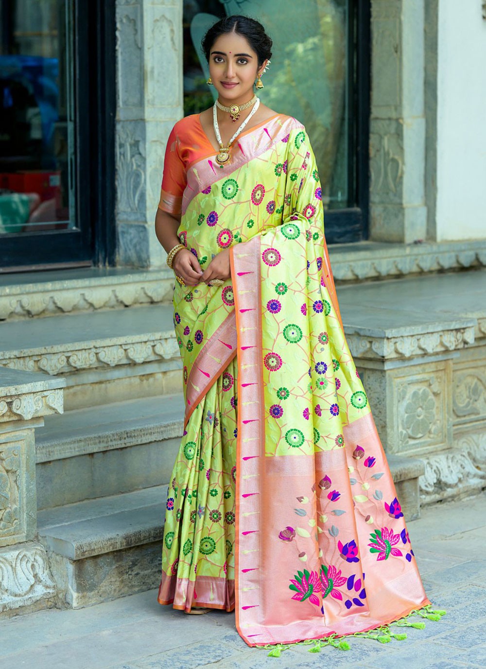 Classic Meenakari Kanjivaram Silk Saree - S4363