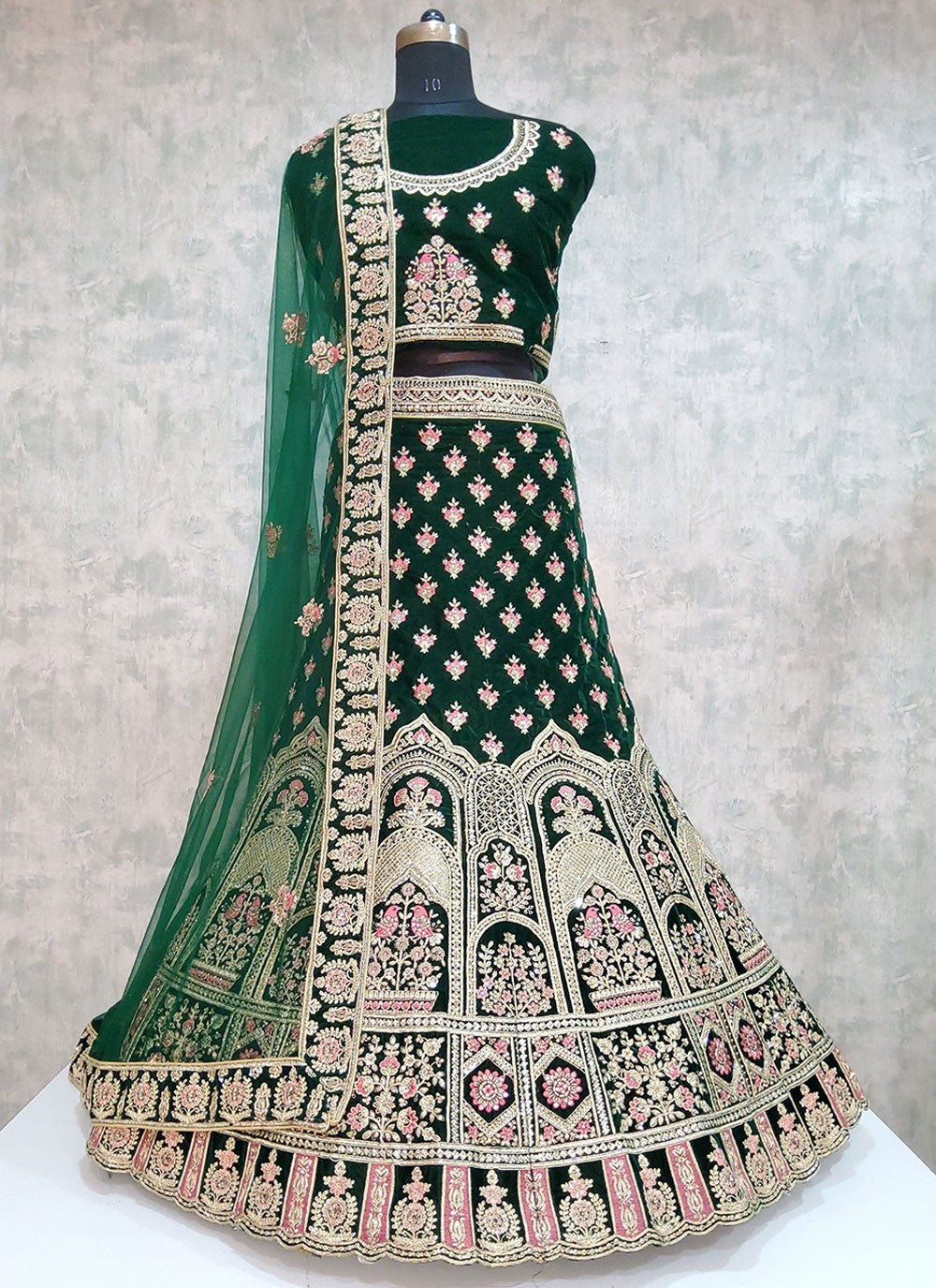 Embroidered Velvet A - Line Lehenga - L1919