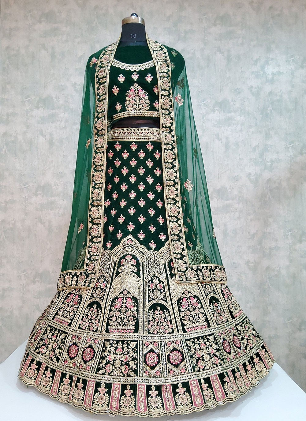 Embroidered Velvet A - Line Lehenga - L1919