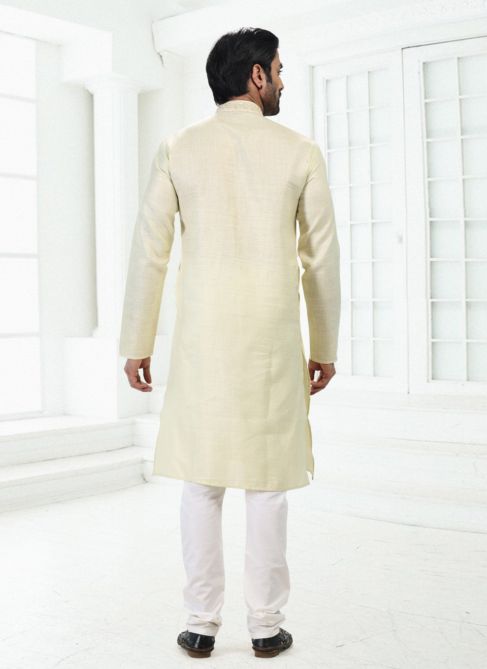 Thread Cotton , Linen Green Kurta Pyjama - M4889