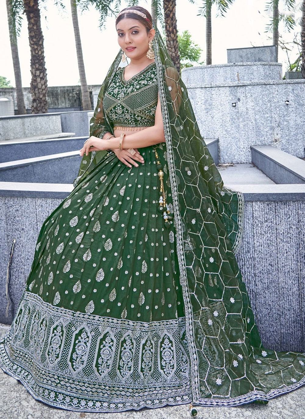 Embroidered Pure Dola Lehenga - L3155