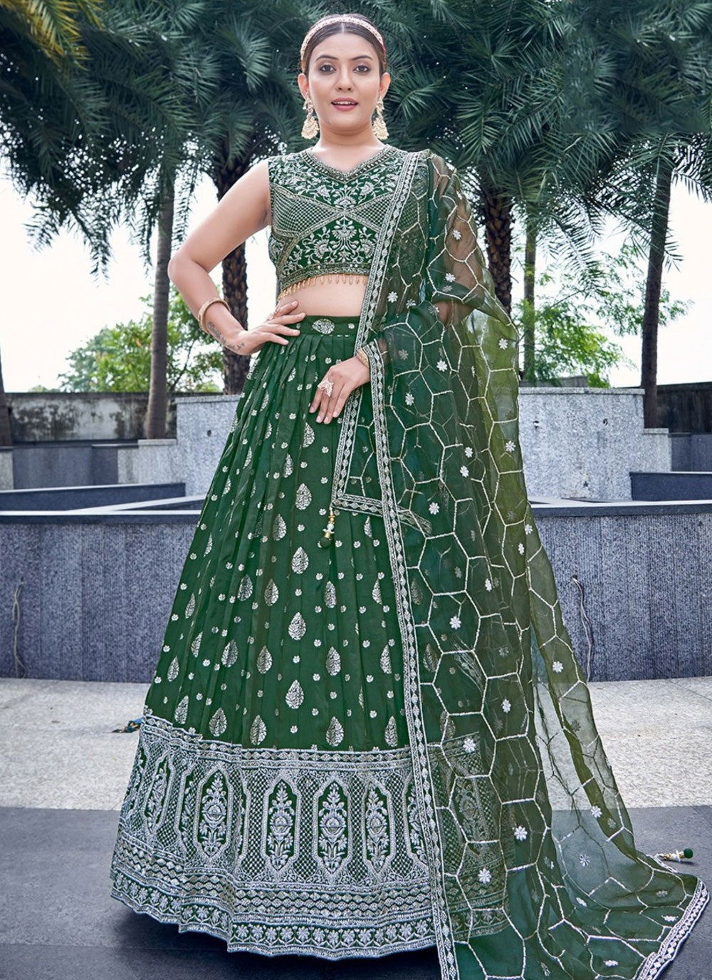 Embroidered Pure Dola Lehenga - L3155