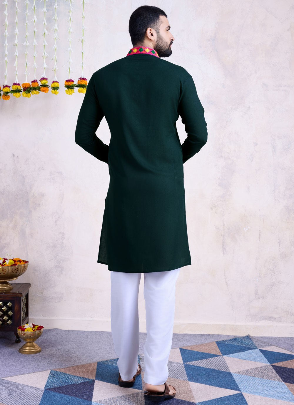 Embroidered Rayon Green Kurta - M8597