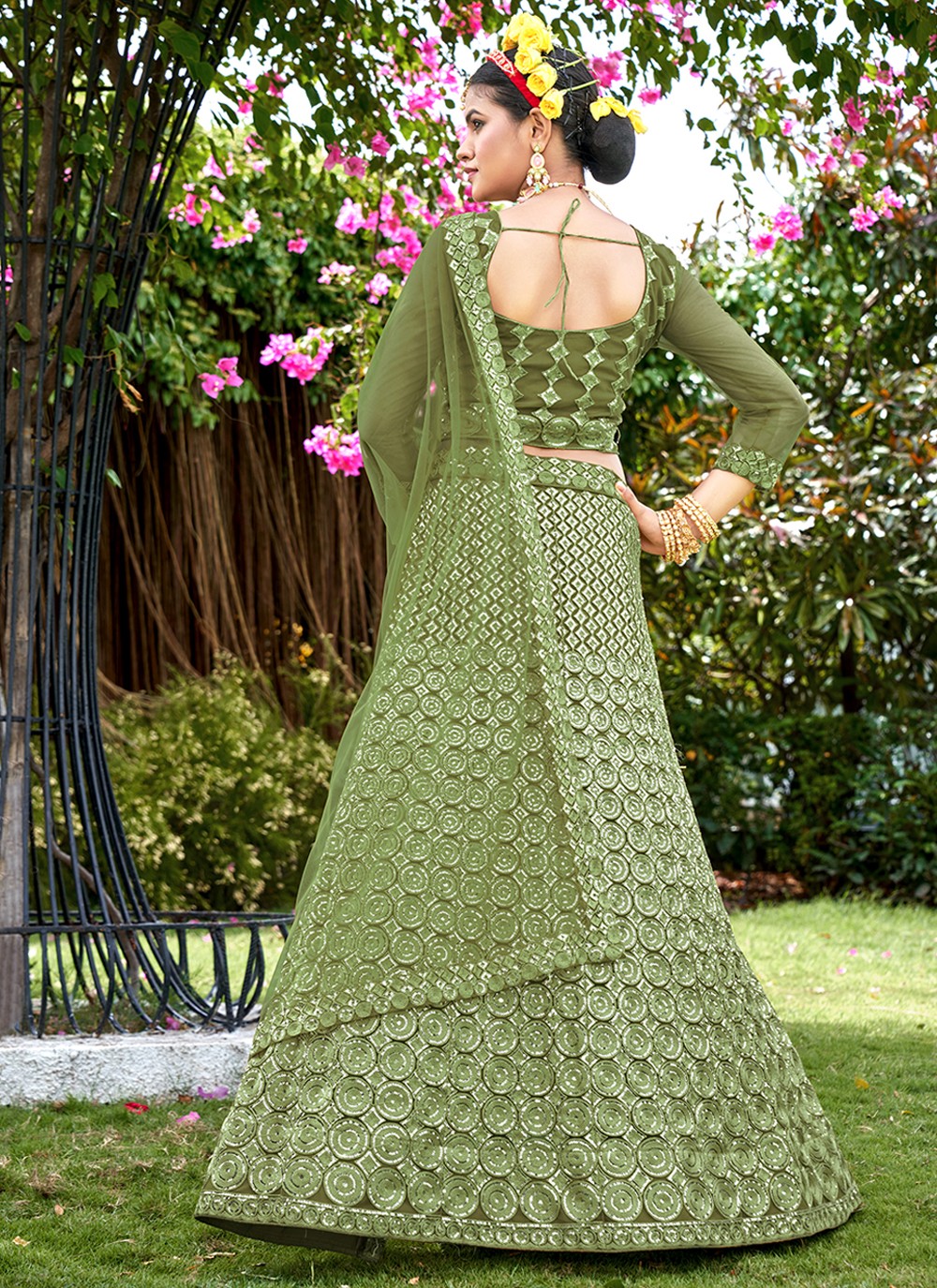 Embroidered Net A - Line Lehenga - L1045