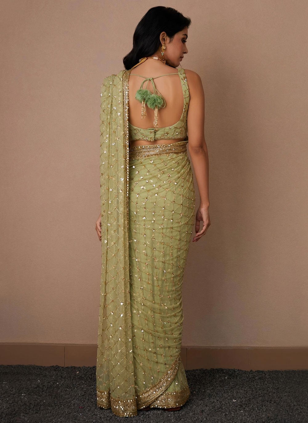 Classic Cord Net Saree - S4288