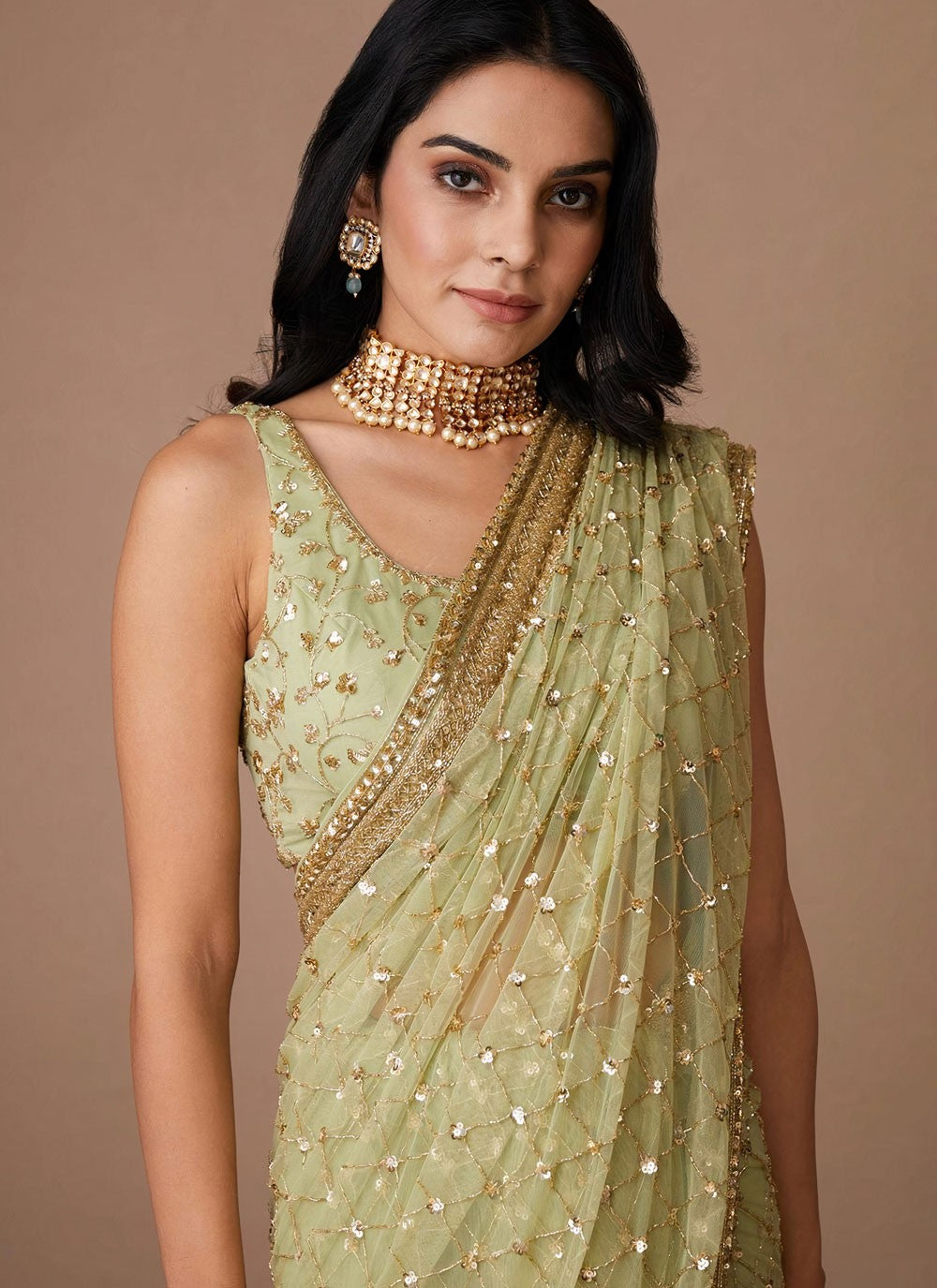 Classic Cord Net Saree - S4288