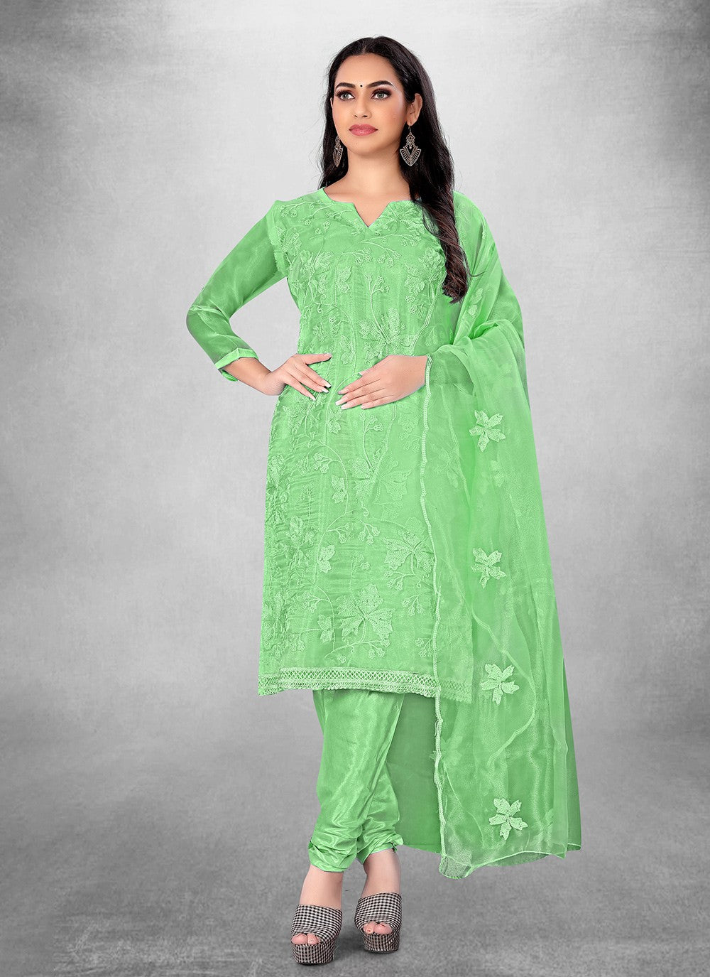 Organza Churidar Suit - T1822