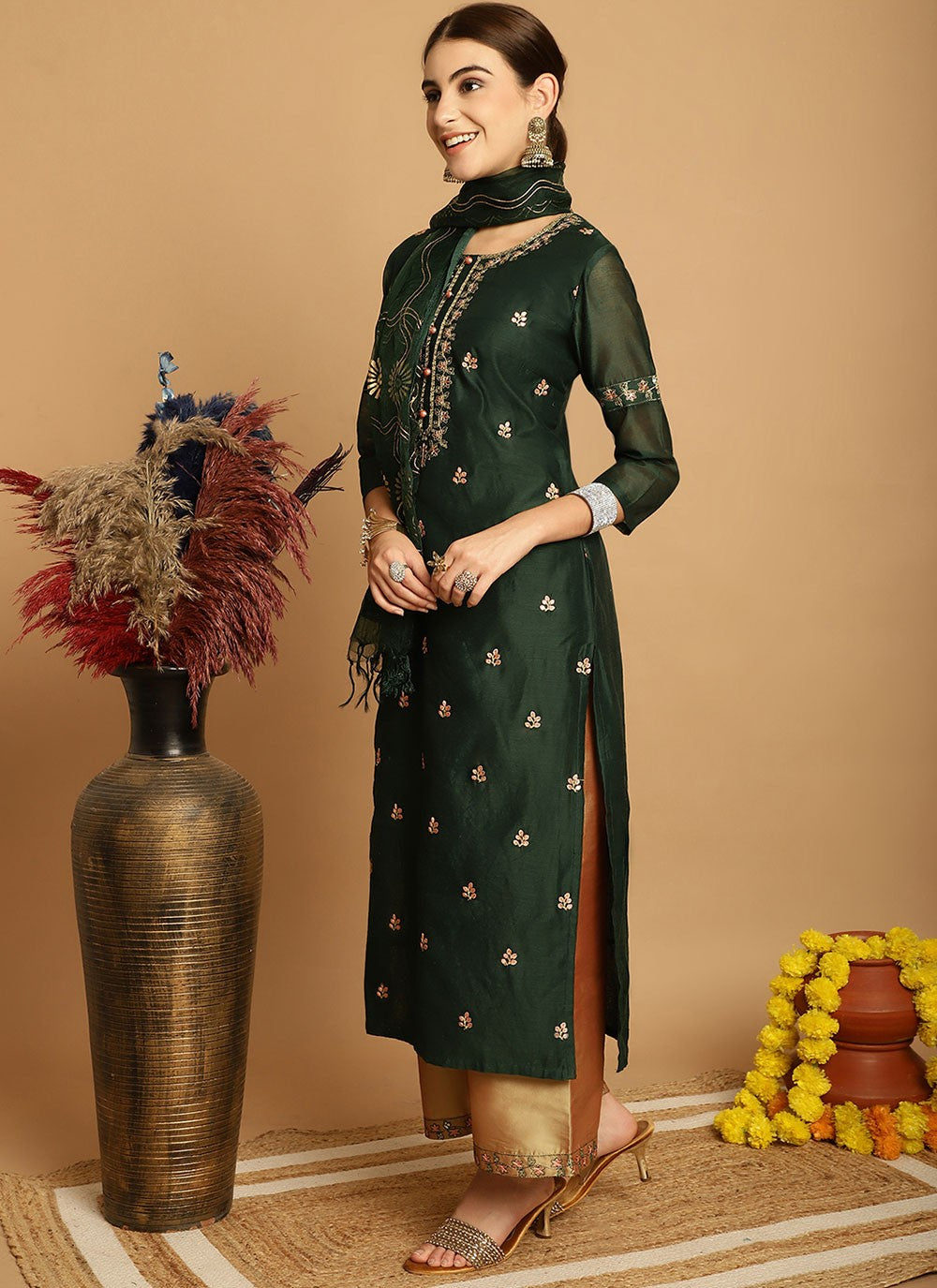 Chanderi Salwar Suit - T1898