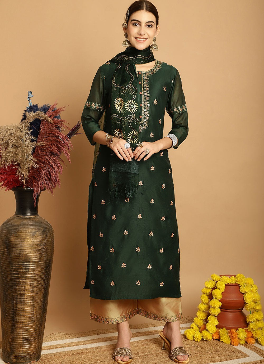 Chanderi Salwar Suit - T1898