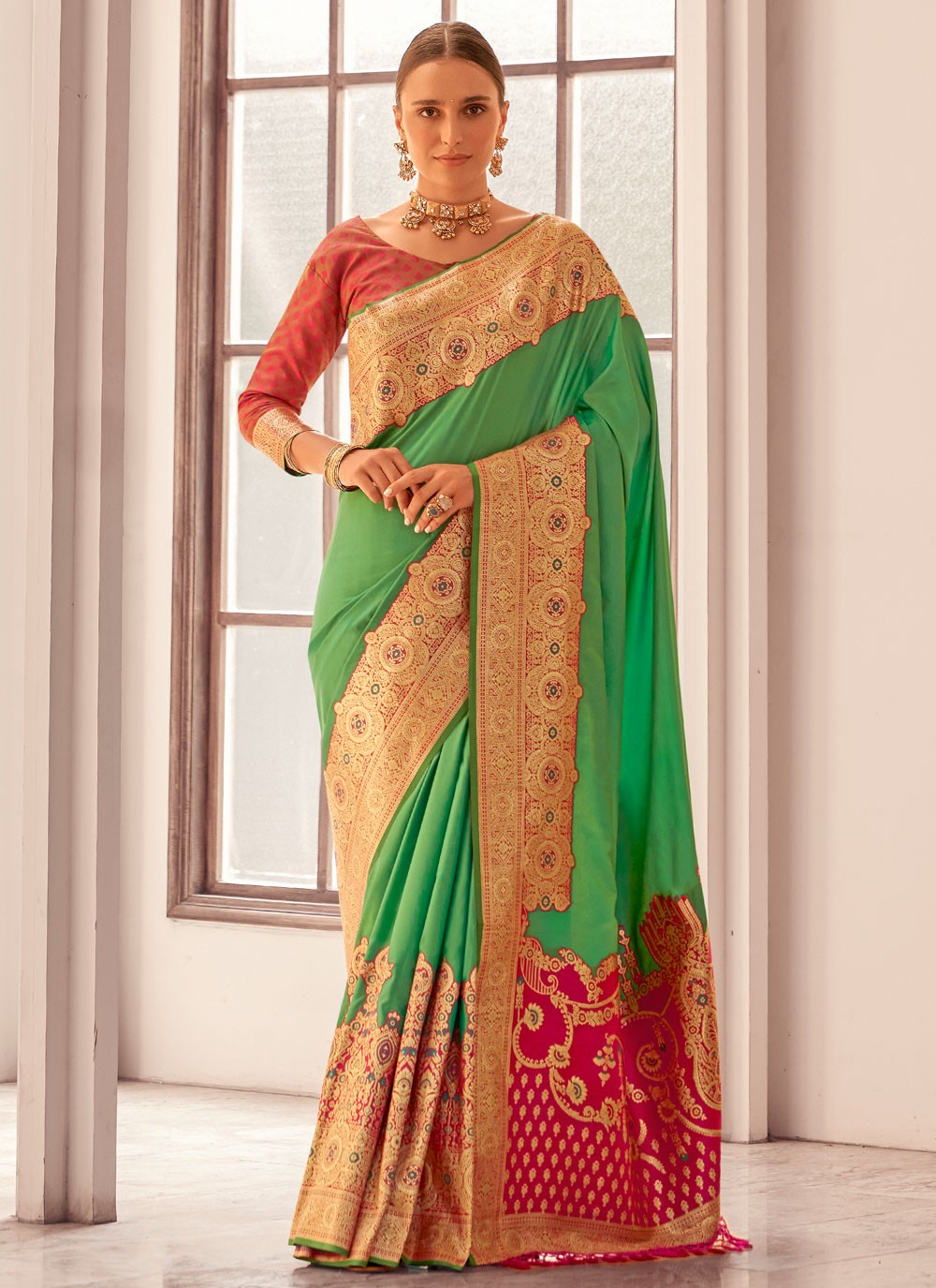 Classic Border Work Silk Saree - S9165