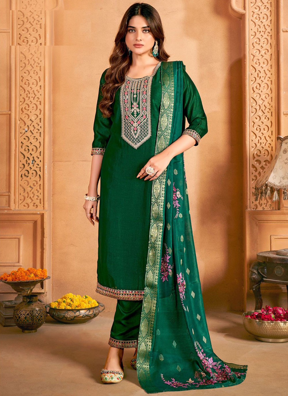 Vichitra Silk Salwar Suit - T3987