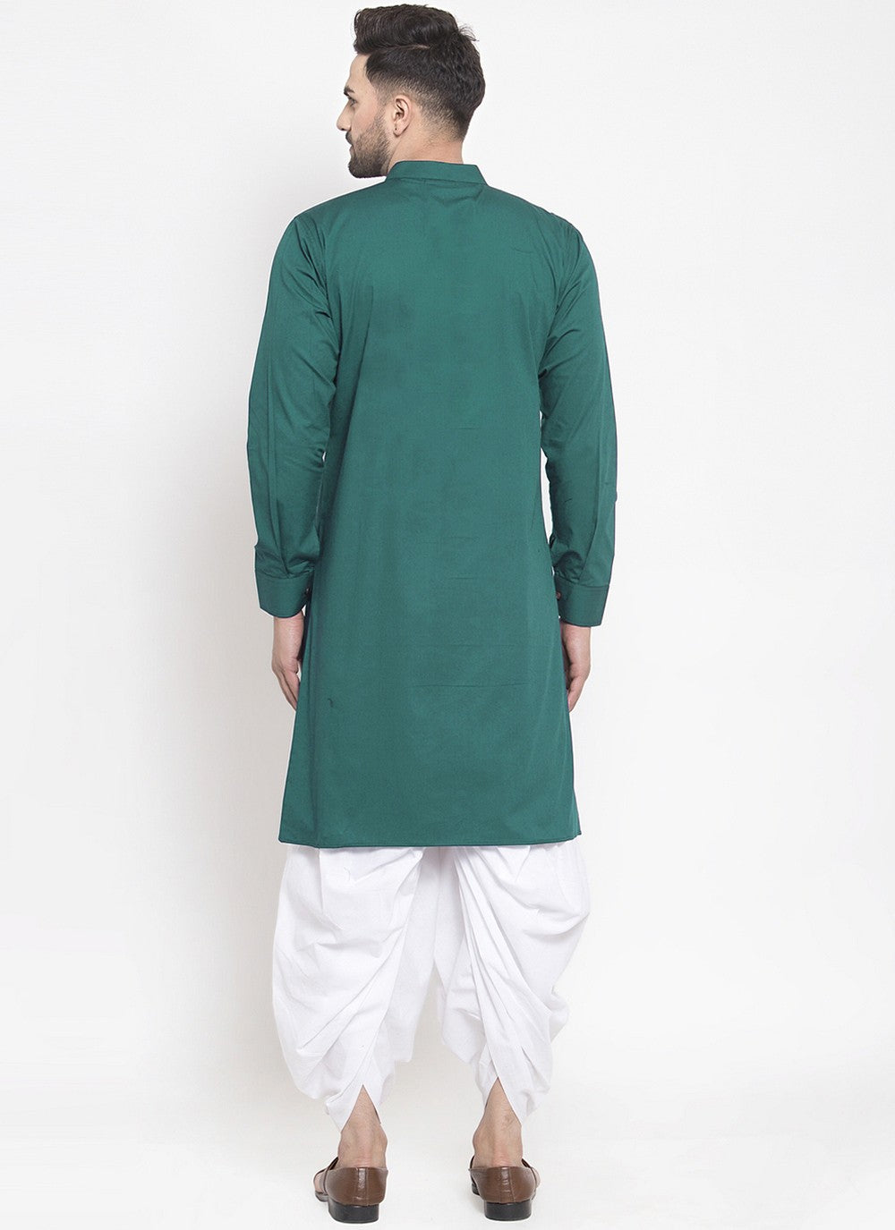 Embroidered Polly Cotton Green Dhoti Kurta - M2080