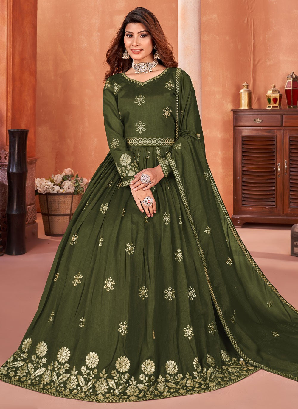 Art Silk Salwar Suit - T2378