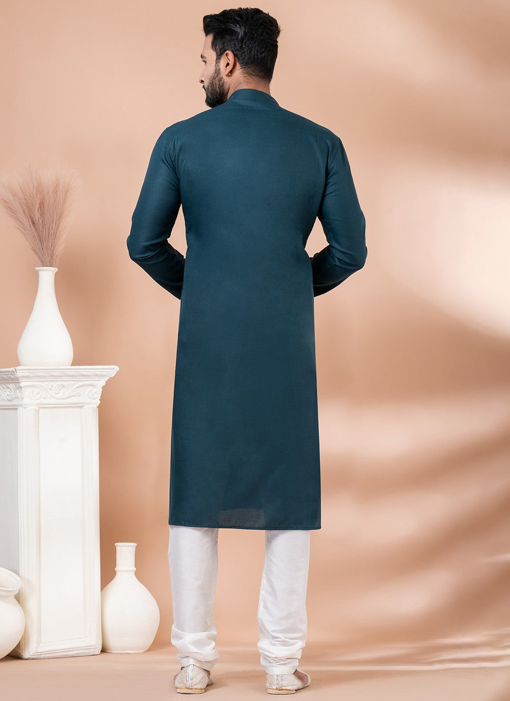 Plain Cotton Green Kurta Pyjama - M6963