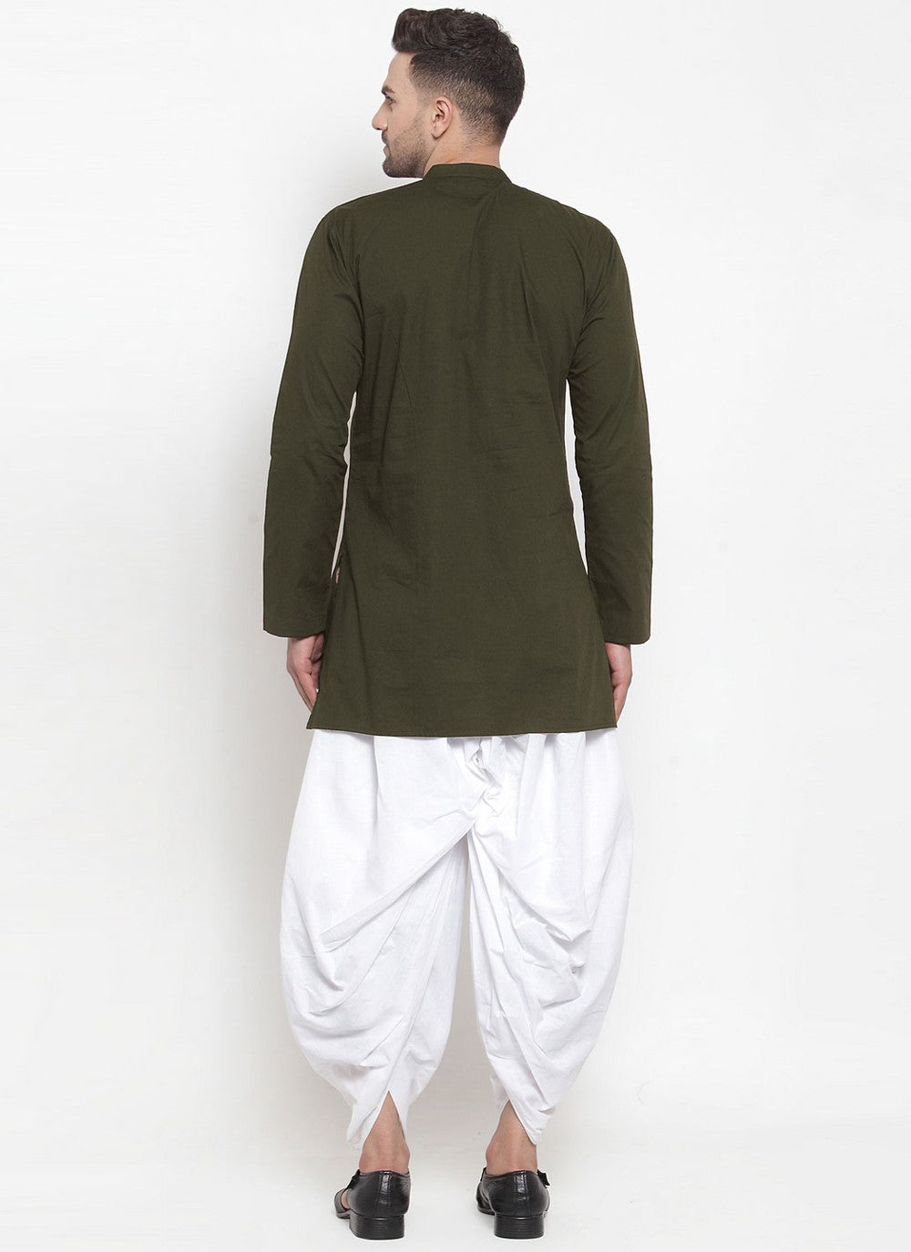 Plain Blended Cotton Green Indo Western - M4390